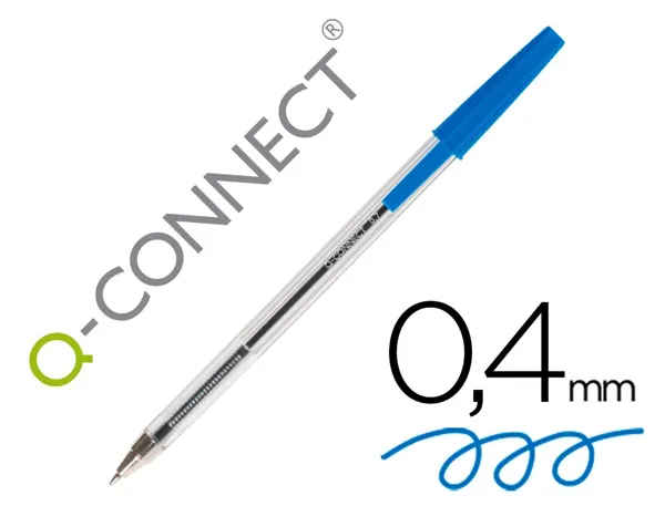 Stylo-bille q-connect écriture moyenne 0.7mm encre classique bille indéformable capuchon couleur encre bleu — Non classé