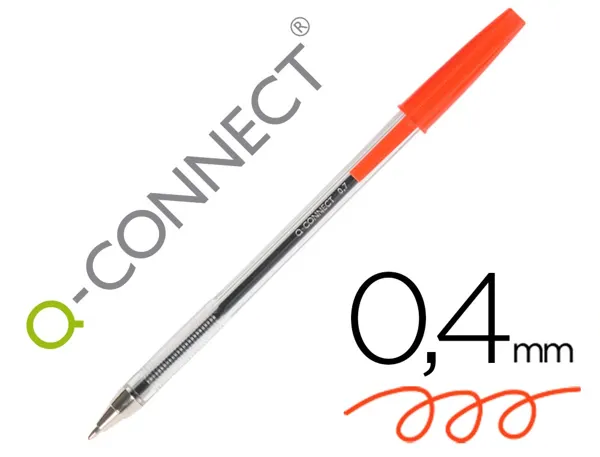 Stylo-bille q-connect écriture moyenne 0.7mm encre classique bille indéformable capuchon couleur encre rouge — Non classé