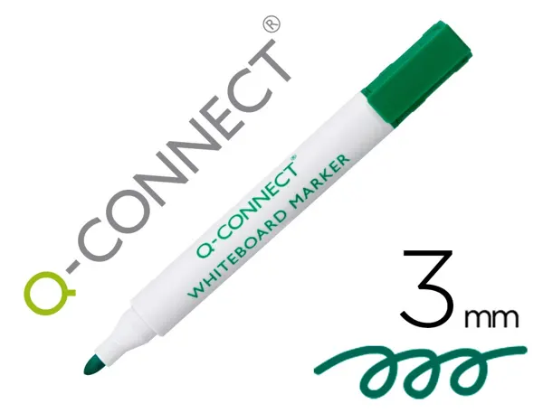 Marqueur q-connect tableau blanc pointe ogive tracé 2/3mm corps plastique encre base alcohol coloris vert — Non classé
