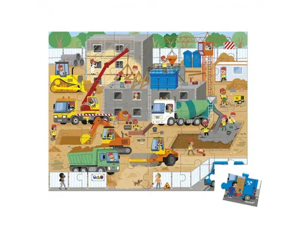 Puzzles carton 30 a 40 pieces janod le chantier 36 pieces   et 1 poster modele — Non classé