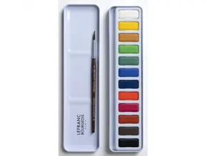Godet colart aquarelle fine rectangulaire boite metal de  12 unites + pinceau — Non classé