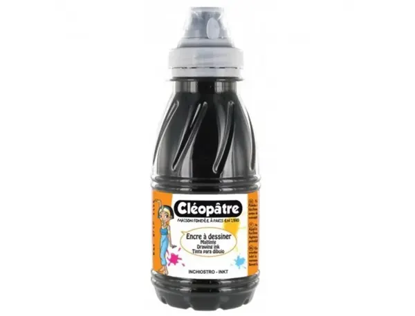 Encre a dessiner cleopatre multisupports diluable a l    eau flacon de 500 ml coloris  noir — Non classé