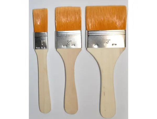 Pinceaux plats larges soie blanche manche en bois set de 3 pinceaux largeur 20 30 et 40 mm — Non classé