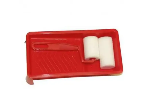 Set rouleau a peindre manche plastique avec 2 manchons 45  et 70 mm et 1 bac a peindre   22x11 cm — Non classé
