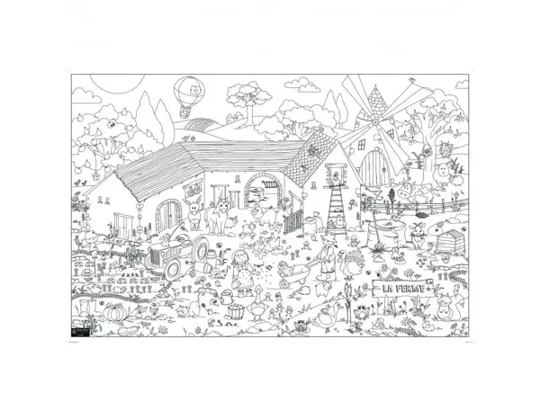 Coloriage Geant Bouchut La Ferme 120x80 cm Papier 150g Impression Noir — Activités artistiques