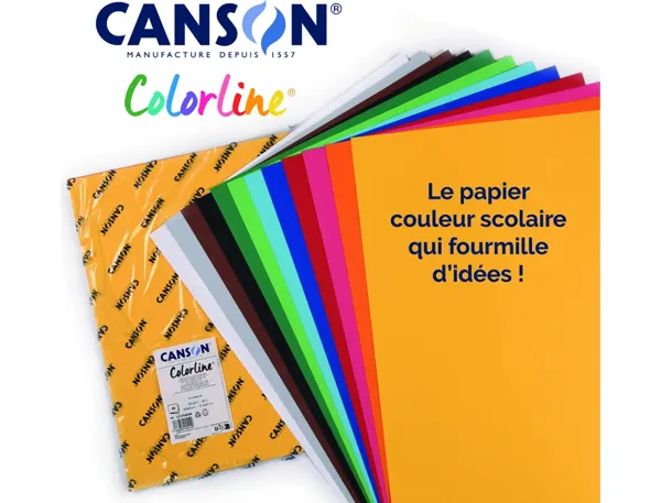 Papier Dessin Colorline Canson 1 Face Grainee 1 Face Lisse 50x65 Cm 150g Coloris Assortis 25 Feuilles — Activités artistiques