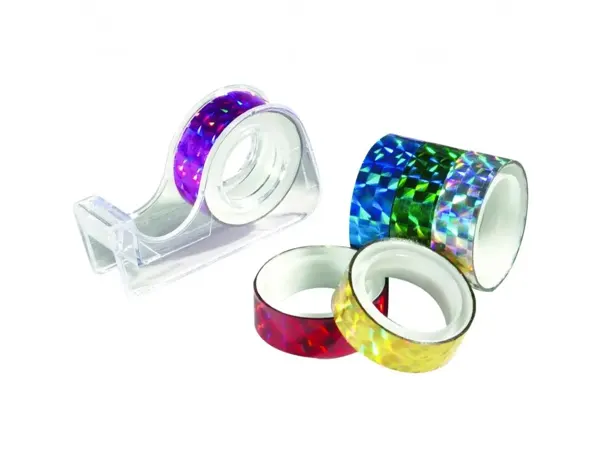 Lot rouleaux folia bandes adhesives pailletes           holographique 12mmx2m 6       unites coloris assortis — Non classé