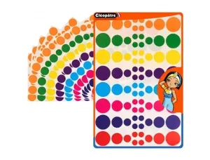 Gommette ronde cleopatre 4 tailles assorties             1.5/2/3/3.8cm 8 coloris       assortis par planche 640 — Non classé