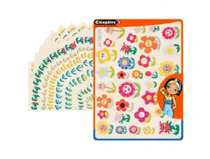 Gommette fantaisie cleopatre fleurs 6 motifs 720 gommettes pochette de 24 planches a5 — Non classé