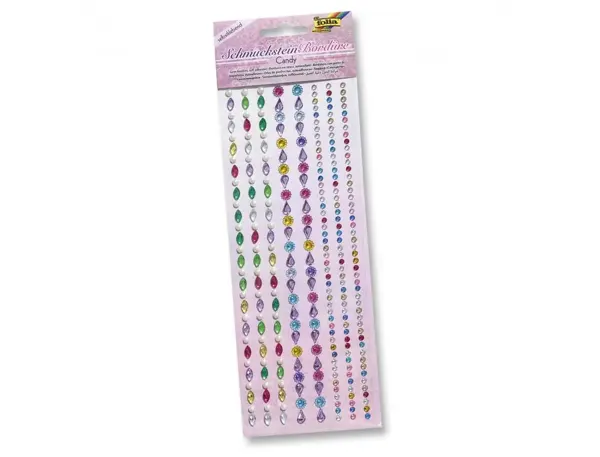 Lot bordures strass folia adhesive 25 cm 8 unites       coloris et formes assorties — Non classé