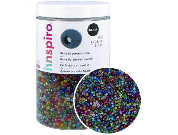 Perle de rocaille innspiro 3.8mm coloris aurore boreale  assortis bocal de 500g — Non classé
