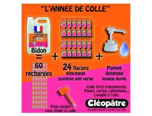 Colle transparente cleopatre sans solvant base eau         classpack 24 flacons 80g 5kg  colle transparente + 1 pompe — Non…