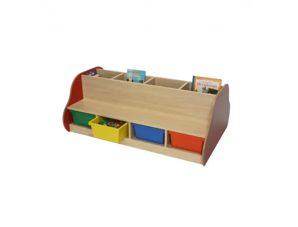 Banc de bibliotheque culture club double face pour 8       enfants 8 compartiments et 4  bacs de rangement — Non classé