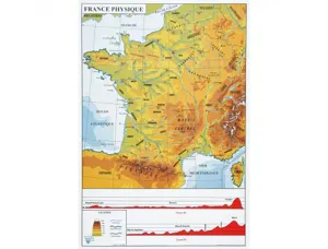 Carte de france murale ulmann recto verso plastifiee 1 face physique et 1 face            administrative  94x89cm — Non…