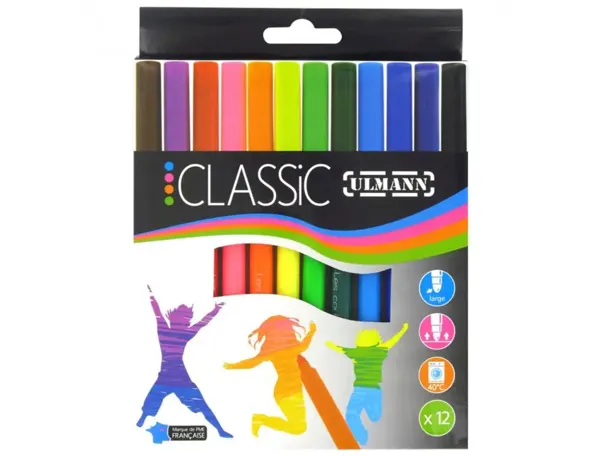 Pochette Feutres De Coloriage Ulmann Pointe Large Bloquee 12 Unites Coloris Assortis — Activités artistiques
