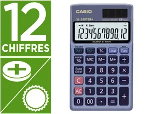 Calculatrice casio poche sl 320ter+ écran géant étui convertisseur monnaie mémoire solaire/pile 70x118.5x8mm 55g — Non classé