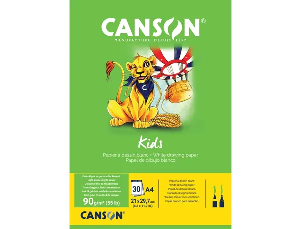 CANSON Bloc à dessin Kids, A4, 90 g/m2, 30 feuilles — Papiers à dessin