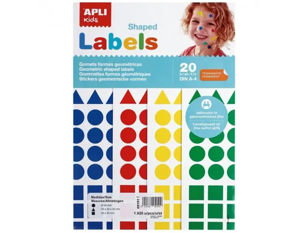 Gommette apli geometriques tailles et coloris assortis   1920 unites — Non classé