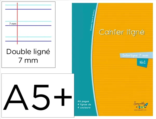 Cahier Hamelin Serpodile 17x22 Cm 48 Pages Double Ligne 7mm Niveau 1 — Papier, cahier & courrier