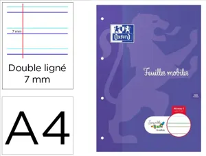 Feuillets mobiles hamelin serpodile perfores a4 100     pages double ligne 7mm niveau 1 — Non classé