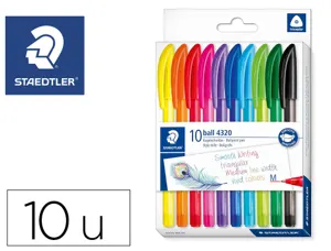 Stylos billes  staedtler ball432 medium coloris        assortis pochette de 10 — Non classé