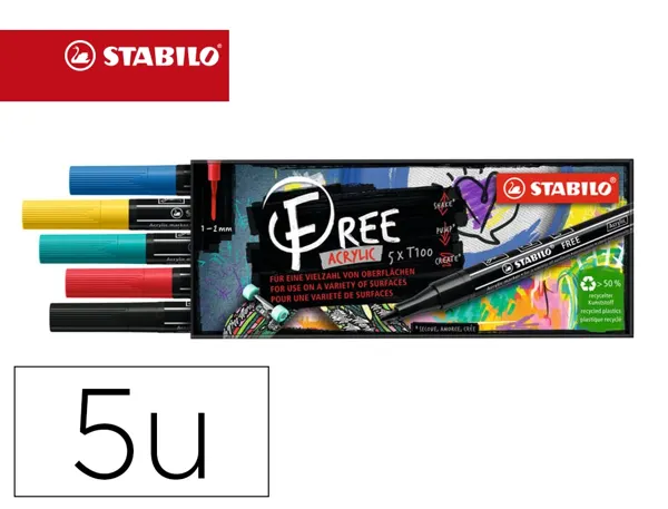 Marqueur Stabilo Royal Free Acrylic Toutes Surfaces T100 Pointe Fine Set 2 Coloris Assortis Coffret 5 Unites — DESSIN…