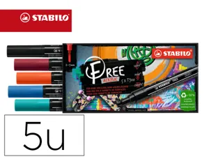 Marqueur stabilo urban free acrylic toutes surfaces t300  pointe moyenne set 2 coloris  assortis coffret 5 unites — Non…