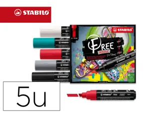 Marqueur stabilo bold free acrylic toutes surfaces t800 pointe large biseautee set 2 coloris assortis coffret 5 unites —…