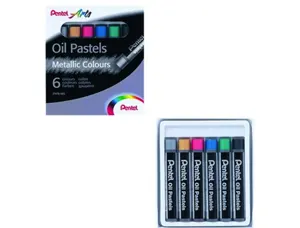 Pastel huile pentel arts corps rond enrobage papier    non salissant coloris         metallises assortis boite 6 — Non classé