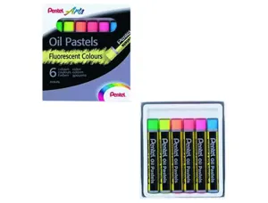 Pastel huile pentel arts corps rond enrobage papier    non salissant coloris fluos   assortis boite 6 unites — Non classé