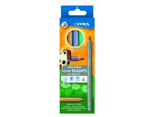Etui crayons de couleur geantes lyra forme            hexagonales bois 18cm mine    6mm 6 unites coloris — Non classé