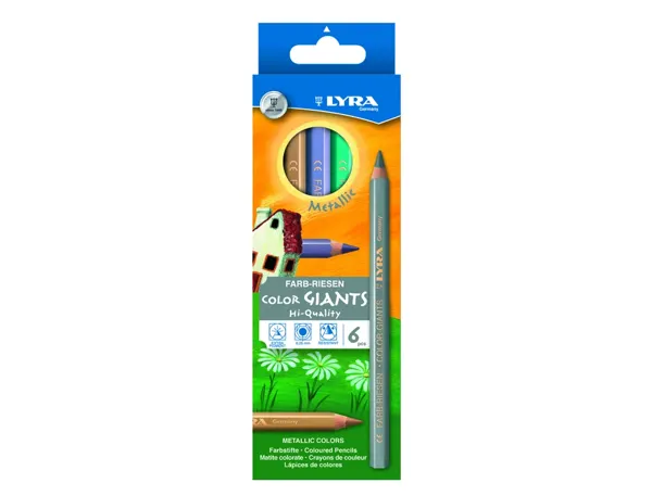 Etui crayons de couleur geantes lyra forme            hexagonales bois 18cm mine    6mm 6 unites coloris — Non classé
