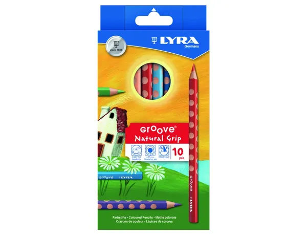 Etui crayons de couleur groove lyra forme             triangulaire bois 17cm mine   4mm 10 unites coloris — Non classé