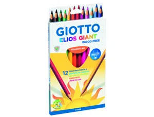 Etui crayons couleurs elios geant wood free giotto forme  triangulaire bois 17cm mine   4mm 12 unites coloris — Non classé