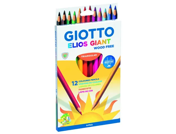 Etui crayons couleurs elios geant wood free giotto forme  triangulaire bois 17cm mine   4mm 12 unites coloris — Non classé