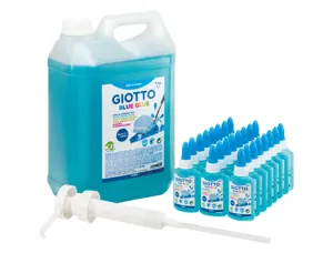 Classpack colle bleue giotto sans solvant lavable usage    papier et carton 24 flacons   37ml 1 bidon 5kg et 1 pompe — Non…