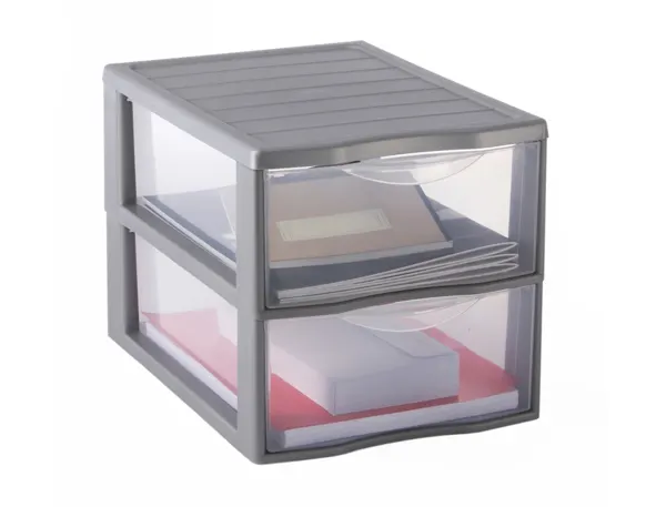Module de rangement fast 2 tiroirs empilable poignees    ergonomiques 36x26x25 cm — Non classé
