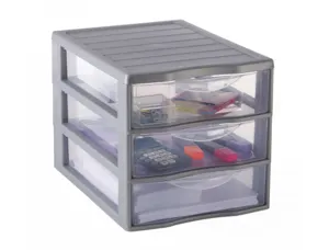 Module de rangement fast 3 tiroirs empilable poignees    ergonomiques 36x26x25 cm — Non classé
