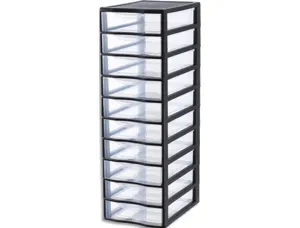 Tour de rangement fast 10 tiroirs empilable poignees    ergonomiques 36x26x81 cm — Non classé