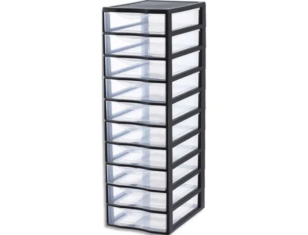 Tour de rangement fast 10 tiroirs empilable poignees    ergonomiques 36x26x81 cm — Non classé