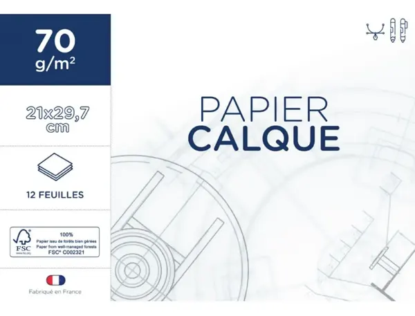Papier calque 1er prix 21x29,7cm 70g pochette 12     feuilles — Non classé