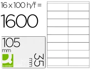 Étiquette adhésive q-connect 105x35mm coins droits imprimante jet d'encre laser copieur boîte 100 feuilles 1600 unités —…