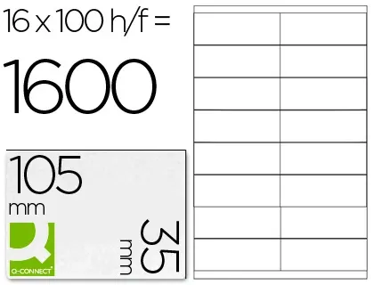 Étiquette adhésive q-connect 105x35mm coins droits imprimante jet d'encre laser copieur boîte 100 feuilles 1600 unités —…