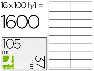 Étiquette adhésive q-connect 105x37mm coins droits imprimante jet d'encre laser copieur boîte 100 feuilles 1600 unités —…