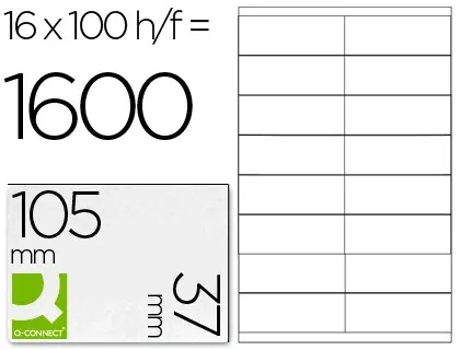 Étiquette adhésive q-connect 105x37mm coins droits imprimante jet d'encre laser copieur boîte 100 feuilles 1600 unités —…
