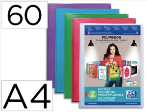 Protège-documents elba polyvision polypropylène couverture souple 60 pochettes 120 vues a4 coloris assortis translucide —…