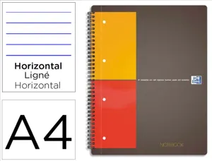 Cahier notebook oxford optik paper couverture rigide a4+ 21x32cm 160 pages ligné feuilles détachables perforées orange —…
