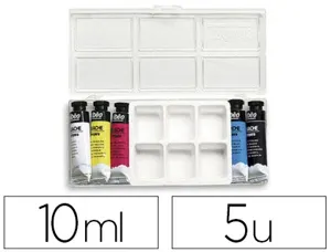 Gouache pébéo couleurs lumineuses fort pouvoir couvrant coloris assortis boîte 5 tubes 10ml + 1 palette — Non classé