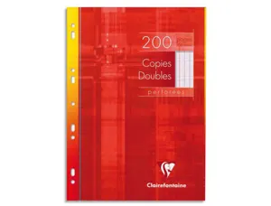 Copie double clairefontaine a4 210x297mm papier vélin velouté 200p 90g séyès perforées étui verni — Non classé