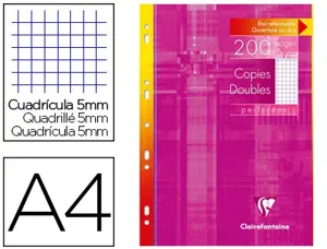Copie double clairefontaine a4 210x297mm papier vélin velouté 200p 90g 5x5mm perforées étui verni — Non classé